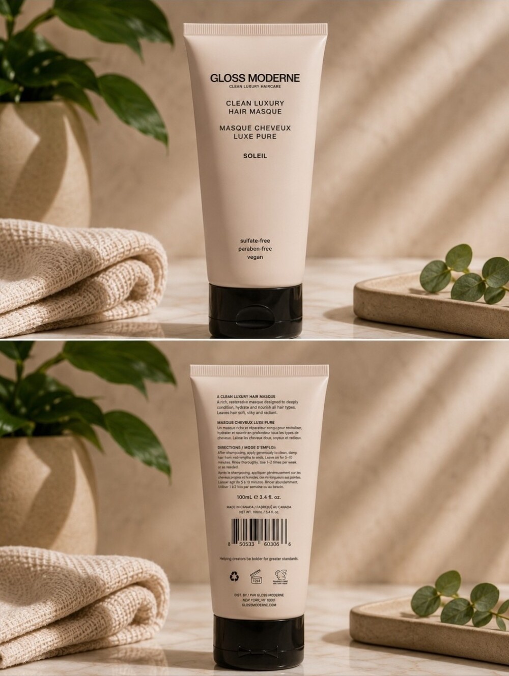 GLOSS MODERNE Soleil Clean Luxury Hair Masque Sulfate Free. Paraben Free. Vegan!